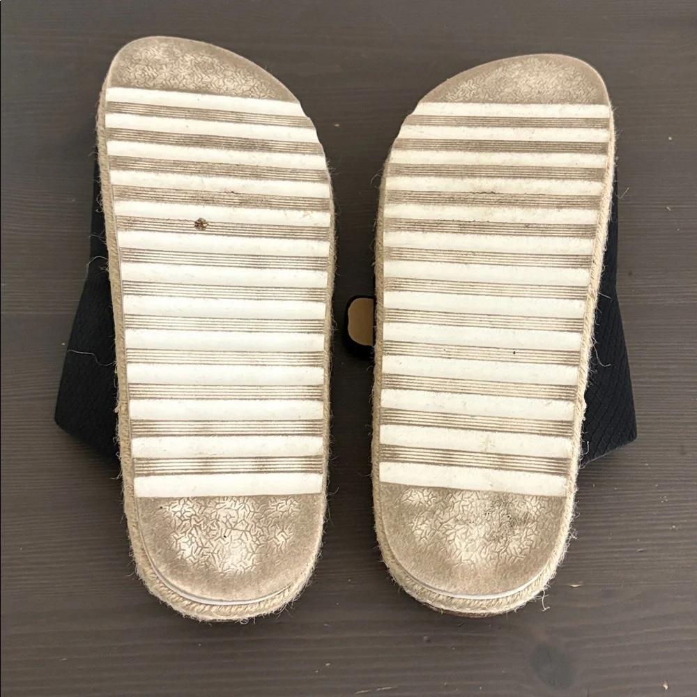 DV‎ Dolce Vita Carther Espadrille Footbed Sandals Slip On Double Buckle Black 10